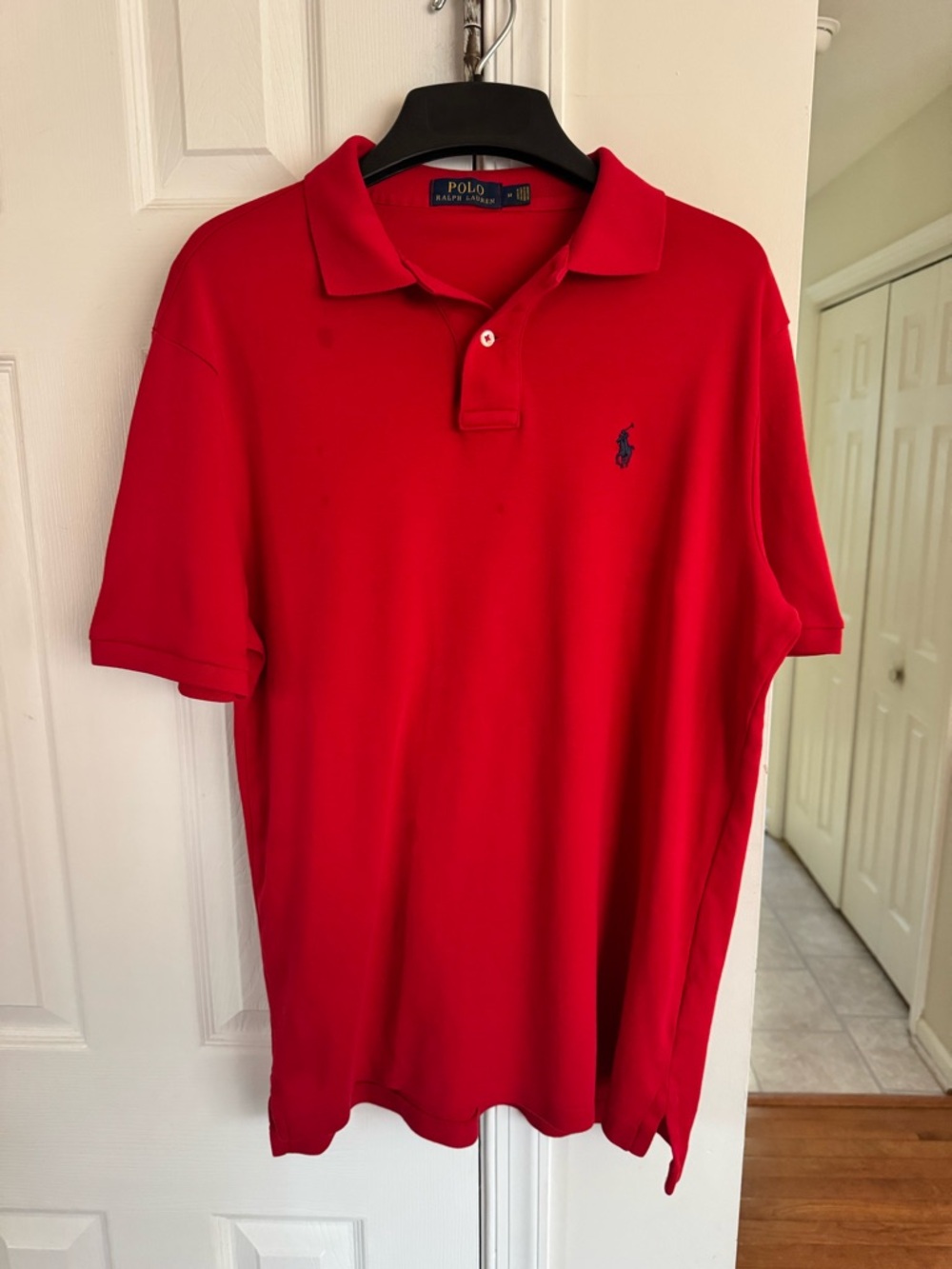 Polo Ralph Lauren Red Polo Shirt Mens Medium Cotton Classic Fit